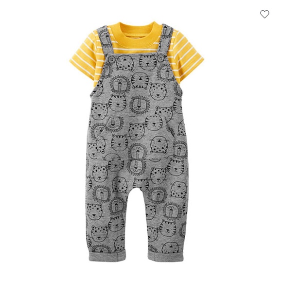 Carter's 3 mo Lion Tiger Overall Set & 6 mo Dinosaur PJ's - Picture 2 of 6